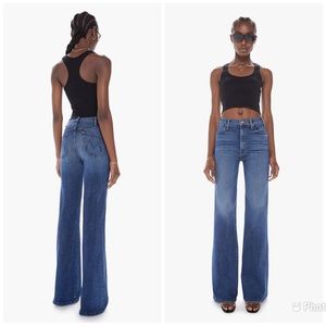 MOTHER The Hustler Roller Heel Need For Speed Blue Jeans Wide Leg Sz 28